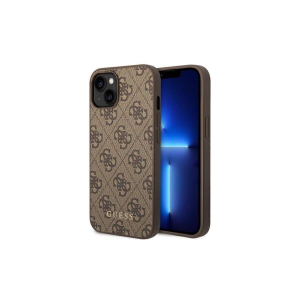 Guess case for iPhone 14 Pro Max 6,7" GUHCP14XG4GFBR brown Basic PC/TPU 4G PU case Gold Logo