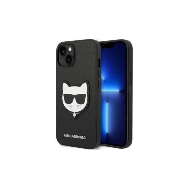 283326_oryg Karl Lagerfeld case for iPhone 14 Pro Max 6,7" KLHCP14XSAPCHK black PU Saffiano case with Choupette Head Patch
