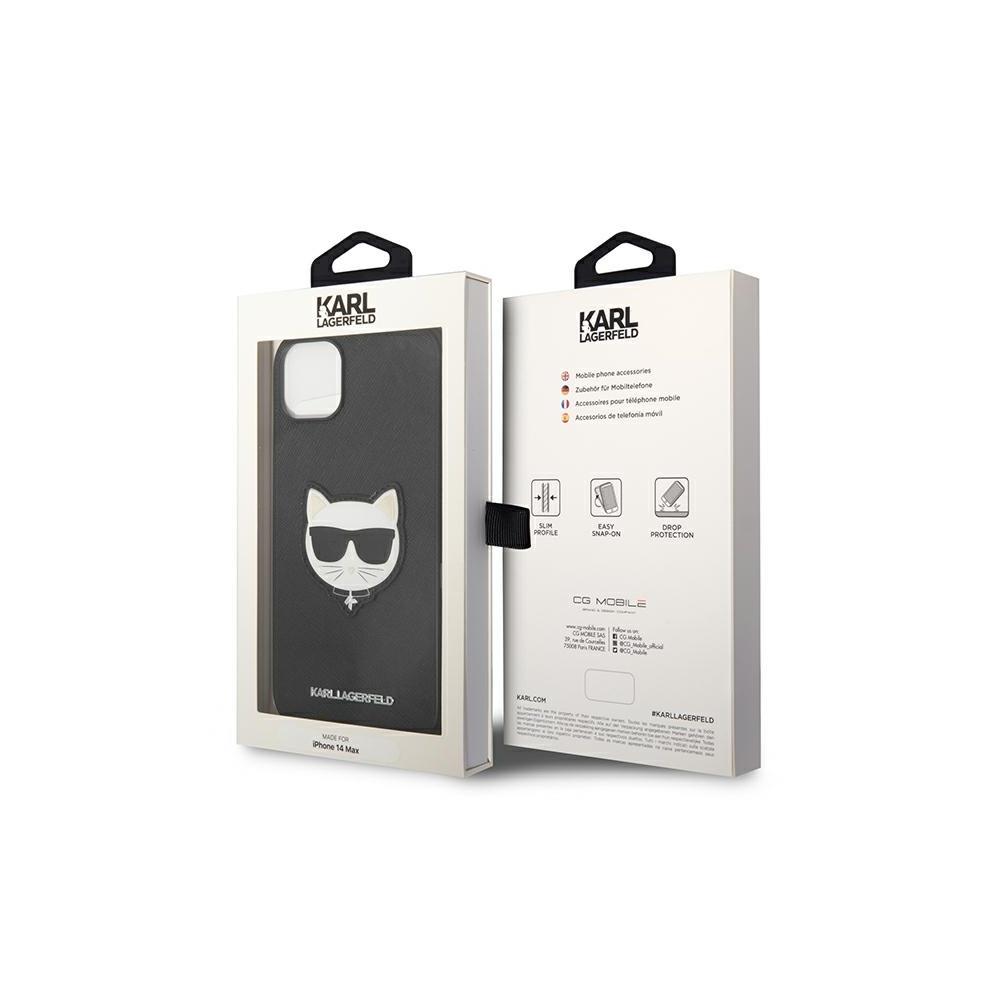 283328_oryg Karl Lagerfeld case for iPhone 14 Pro Max 6,7" KLHCP14XSAPCHK black PU Saffiano case with Choupette Head Patch