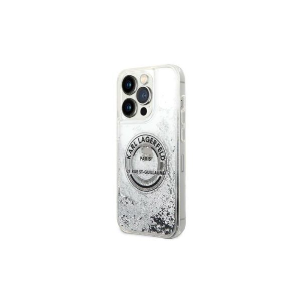 Karl Lagerfeld case for iPhone 14 Pro Max 6,7" KLHCP14XLCRSGRS silver hardcase Liquid Glitter RSG