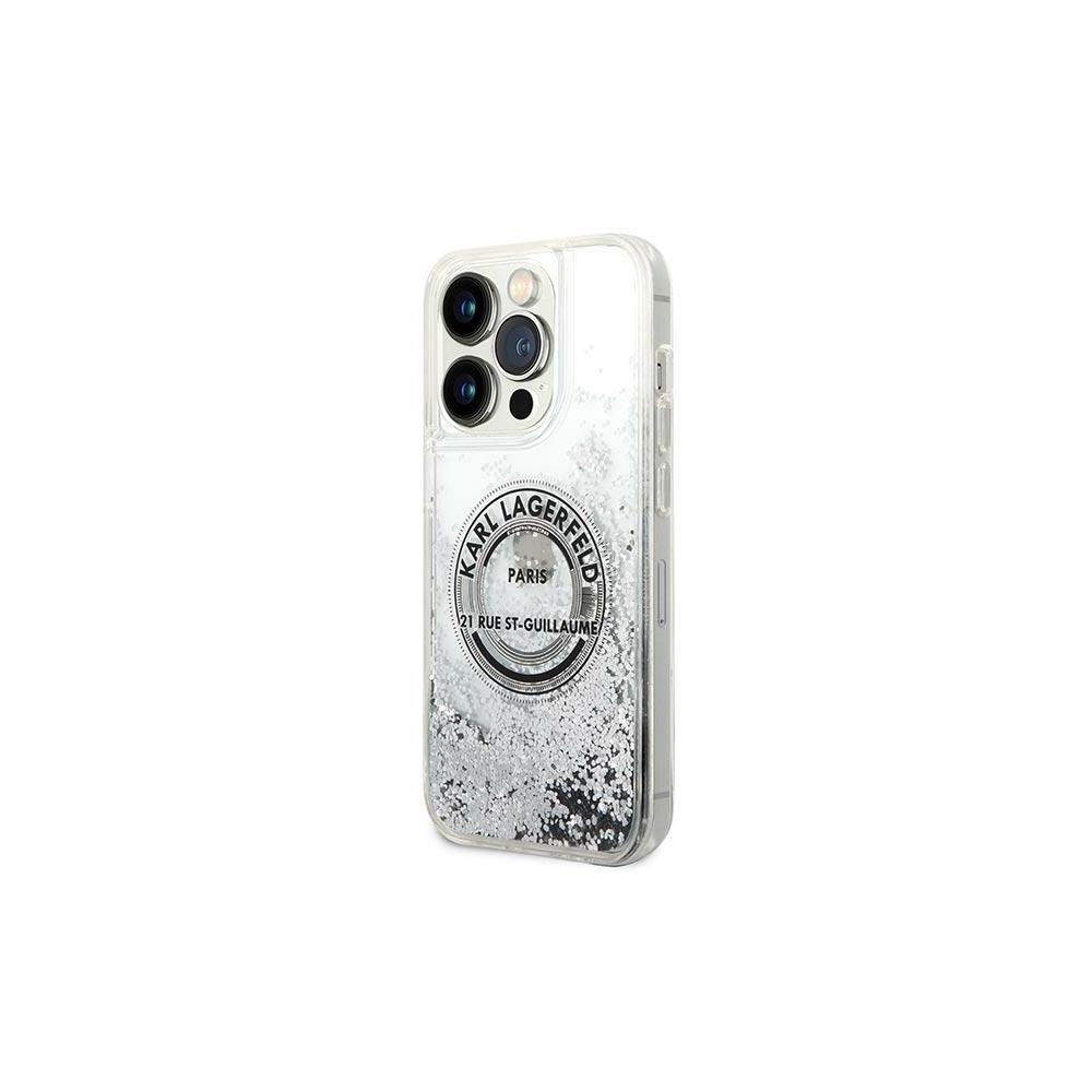 Karl Lagerfeld case for iPhone 14 Pro Max 6,7" KLHCP14XLCRSGRS silver hardcase Liquid Glitter RSG