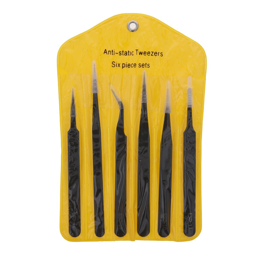 Set of 6 precision tweezers