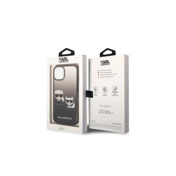 Karl Lagerfeld case for iPhone 14 Plus 6,7" KLHCP14MTGKCK black HC PC/TPU K&Choupette Centered Grad
