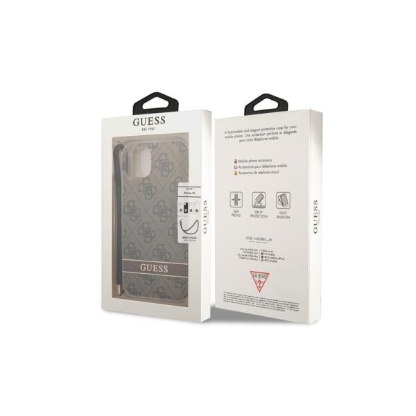 Guess case for iPhone 14 Pro Max 6,7" GUOHCP14XH4STW brown HC PC/TPU Print 4G Cord