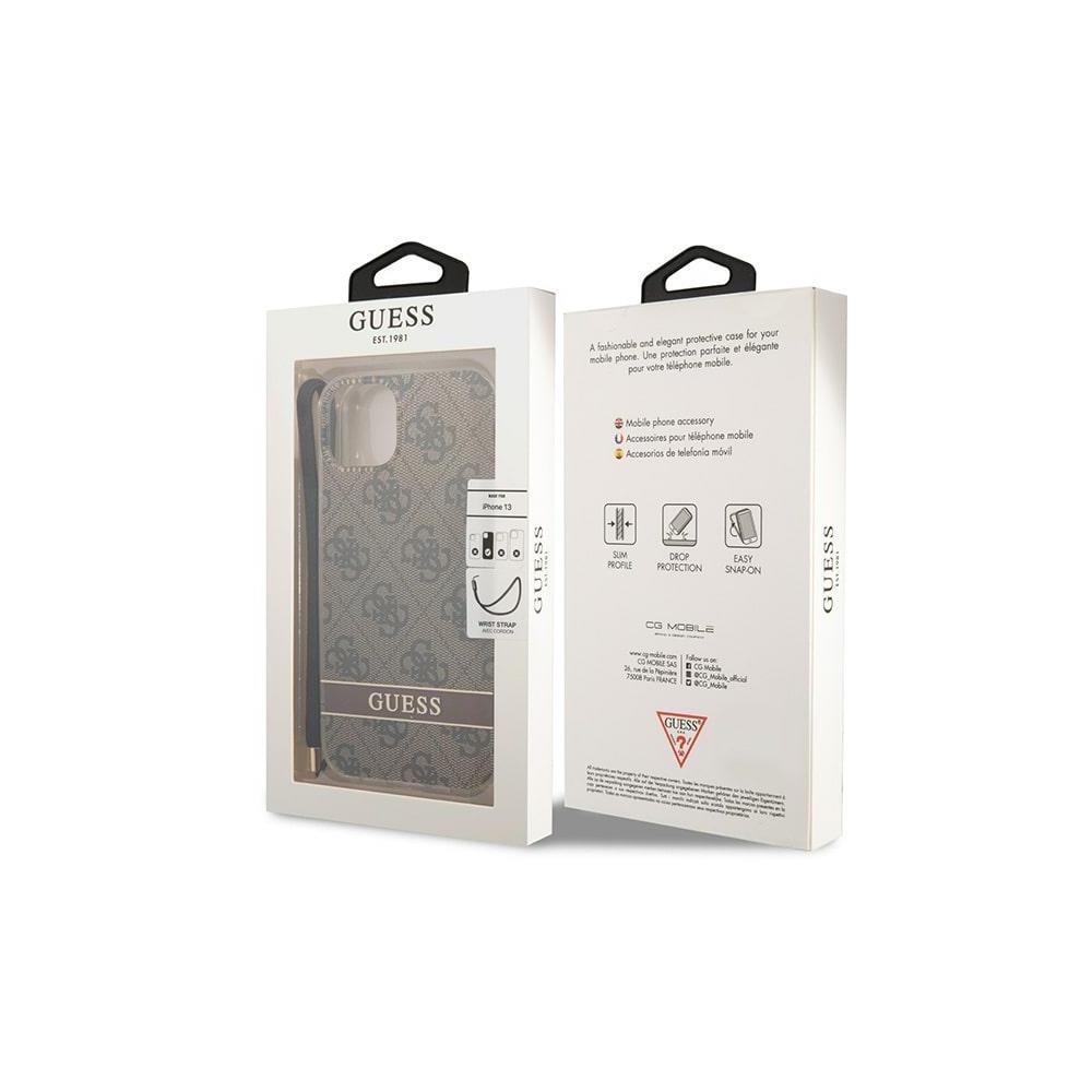 Guess case for iPhone 14 Pro Max 6,7" GUOHCP14XH4STW brown HC PC/TPU Print 4G Cord