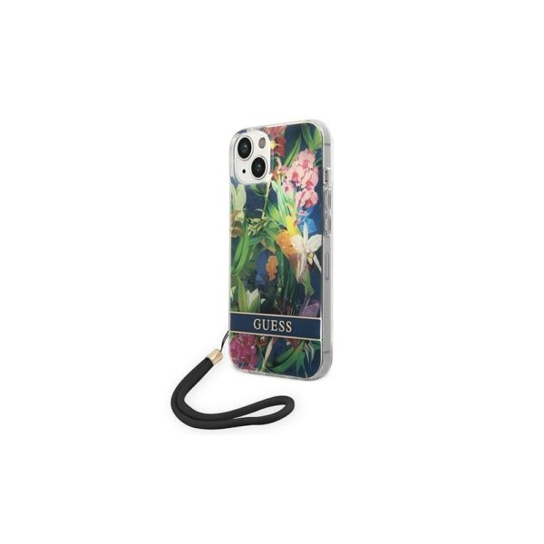 286703_oryg Guess case for iPhone 14 6,1" GUOHCP14SHFLSB blue HC PC/TPU Flower Cord
