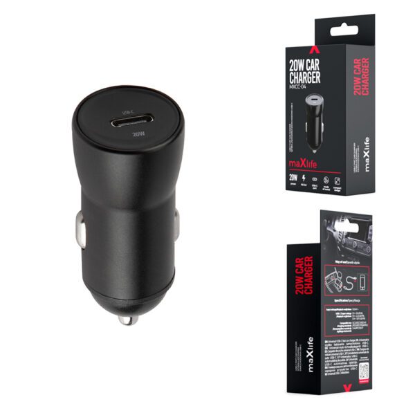 Maxlife MXCC-04 PD QC car charger 1x USB-C 20W black