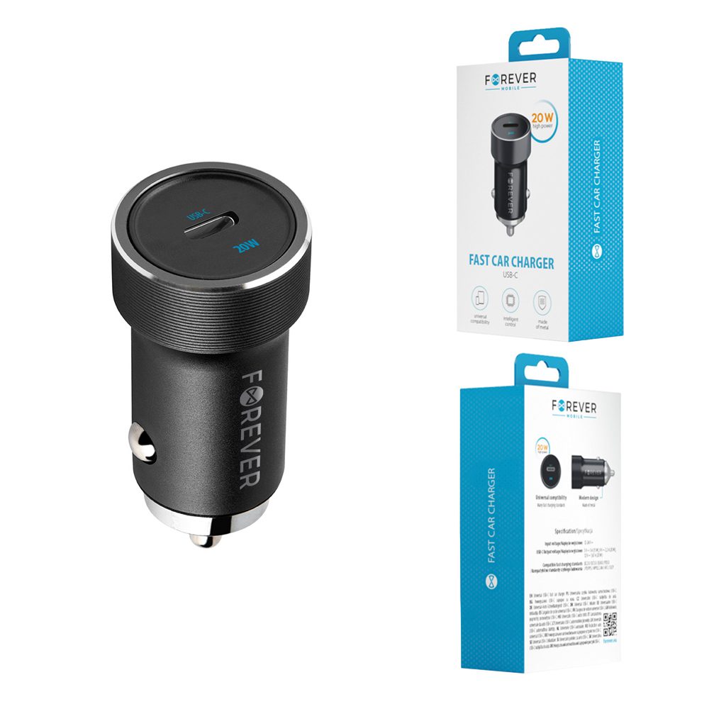 289487_oryg Forever CC-06 PD QC car charger 1x USB-C 20W black