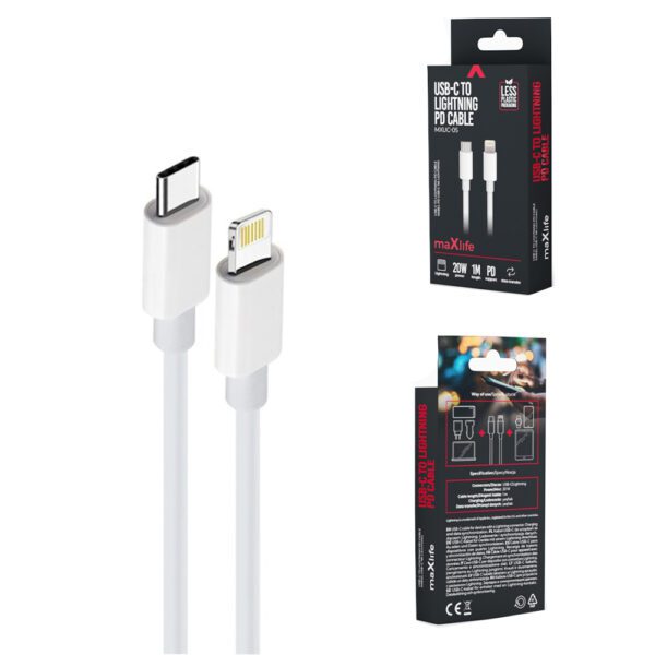 Maxlife MXUC-05 cable USB-C - Lightning 1,0 m 20W white