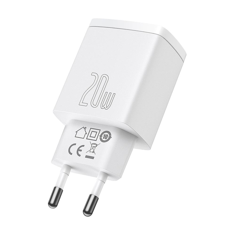 Baseus wall charger Compact PD 20W 1x USB-C 1x USB white