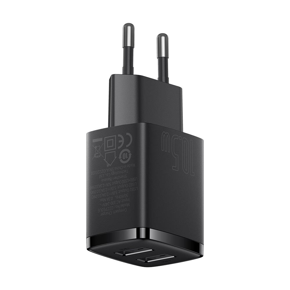 Baseus wall charger Compact 2 x USB black 10,5w