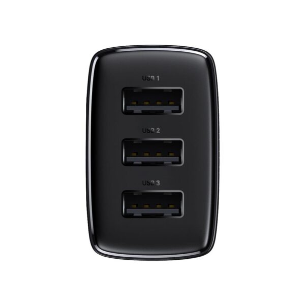 Baseus wall charger Compact 3 x USB black 17w