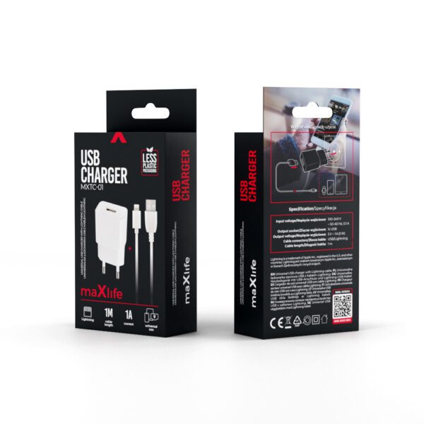 289868_oryg Maxlife MXTC-01 charger 1x USB 1A white + Lightning cable