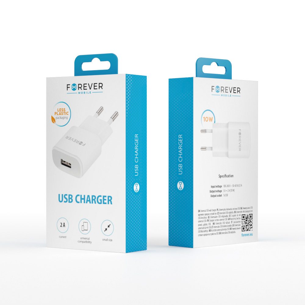 Forever TC-01 charger 1x USB 2A white