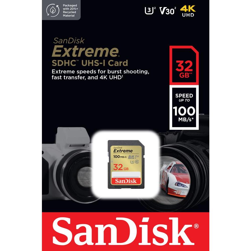 290843_oryg SanDisk memory card Extreme SDHC 32GB 100/60MB/s C10 V30 UHS-I U3