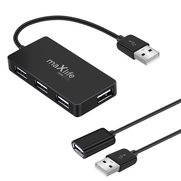 291089_oryg Maxlife Home Office USB 2.0 hub USB - 4x USB 0,15 m black + cable 1,5 m