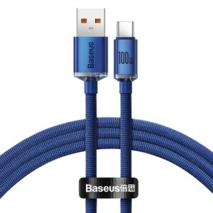 Baseus cable Crystal Shine USB - USB-C 1,2 m 100W blue