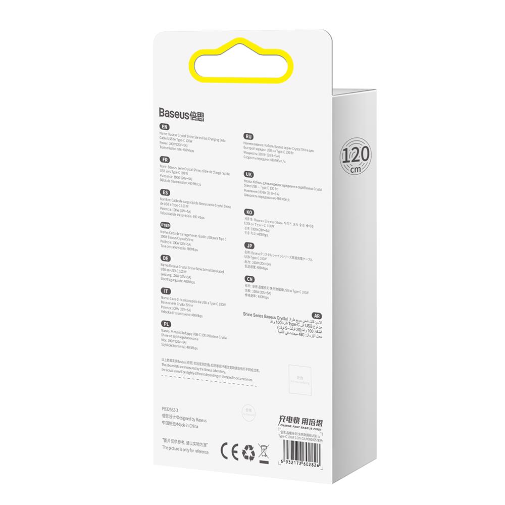 Baseus cable Crystal Shine USB - USB-C 1,2 m 100W purple