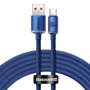 Baseus cable Crystal Shine USB - USB-C 2,0 m 100W blue