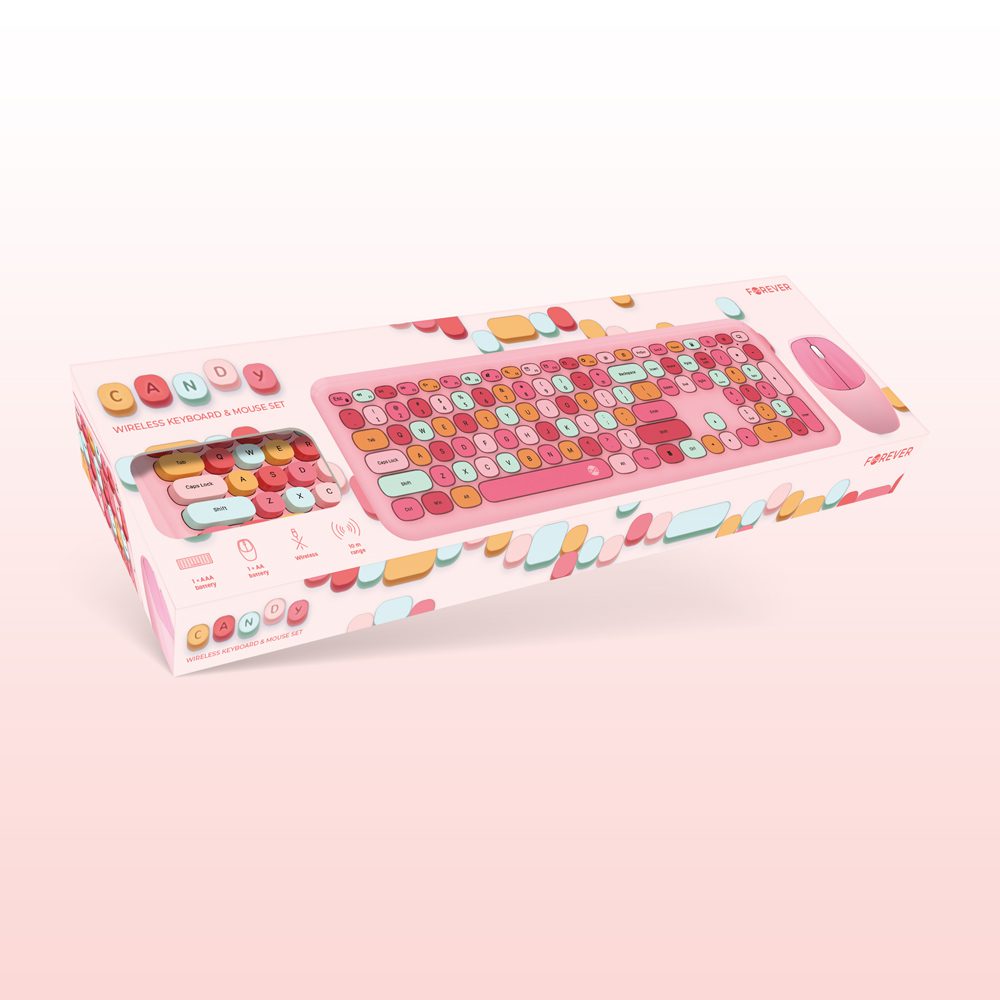 Forever keyboard + mouse Candy pink