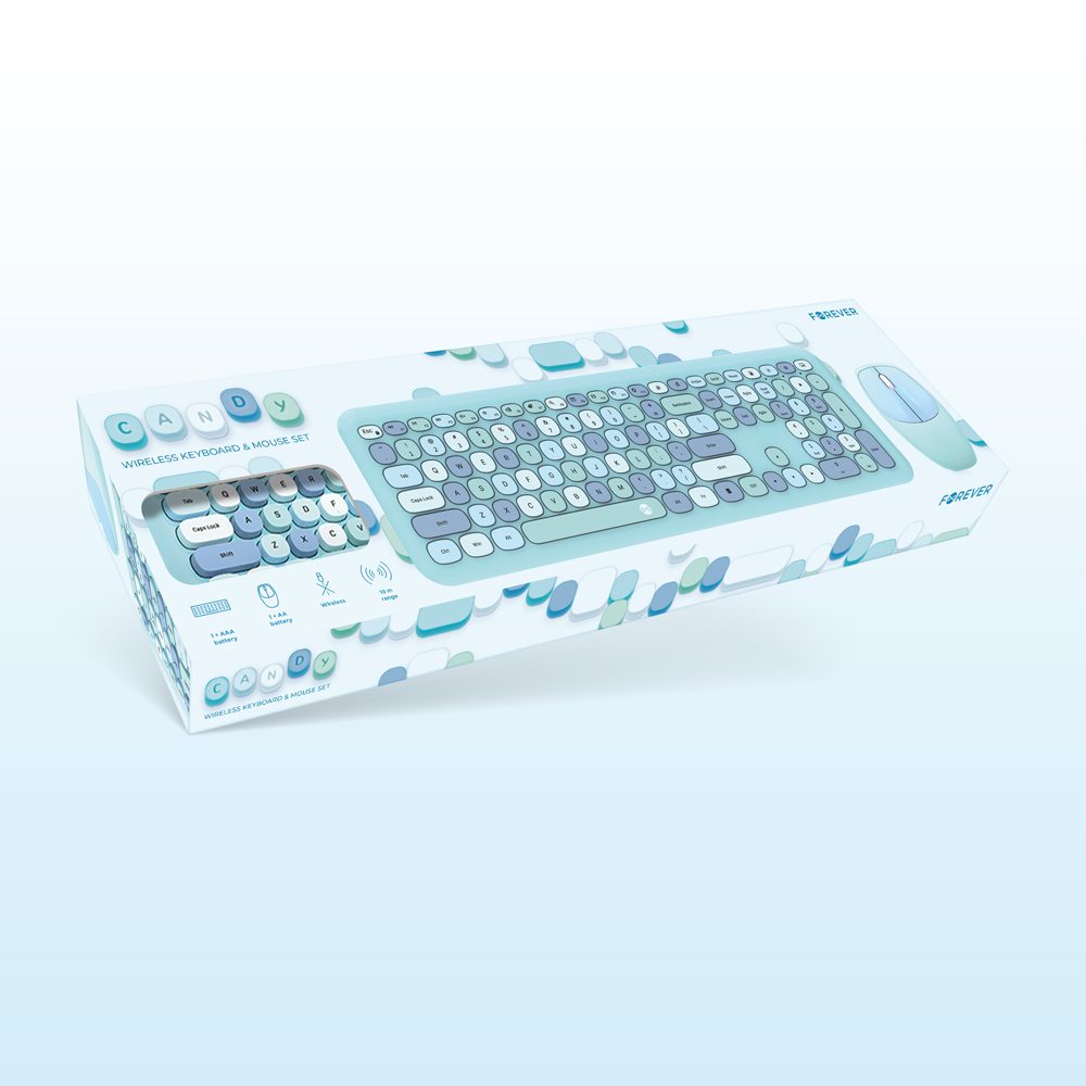Forever keyboard + mouse Candy blue