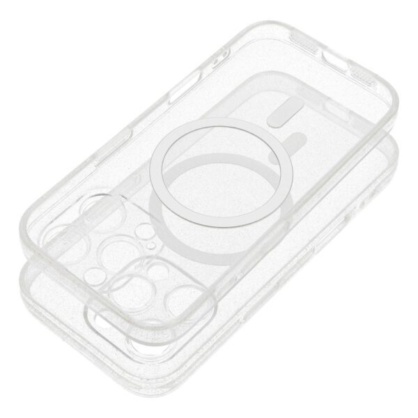 CLEAR MAG COVER case with camera protection compatible with MagSafe for IPHONE 17 transparent glitter