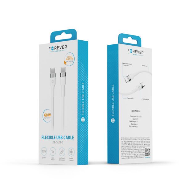 299111_oryg Forever Flexible cable USB-C - USB-C 1,0 m 60W white