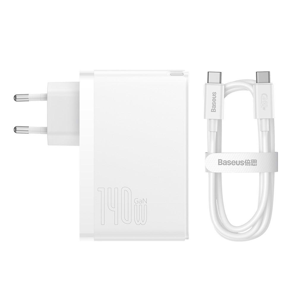 299811_oryg Baseus wall charger GaN5 Pro PD 140W 2x USB-C 1x USB white + USB-C - USB-C 240W cable
