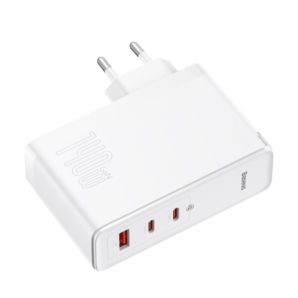 Baseus wall charger GaN5 Pro PD 140W 2x USB-C 1x USB white + USB-C - USB-C 240W cable
