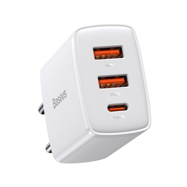 Baseus wall charger Compact PD 30W 1x USB-C 2x USB white