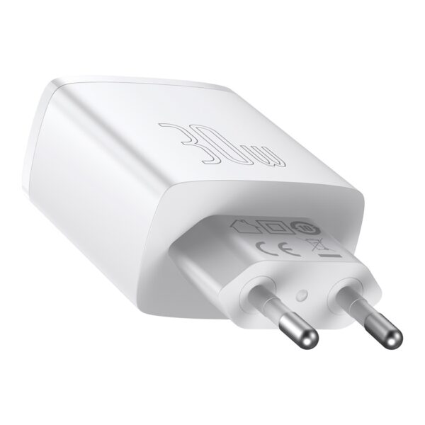 Baseus wall charger Compact PD 30W 1x USB-C 2x USB white