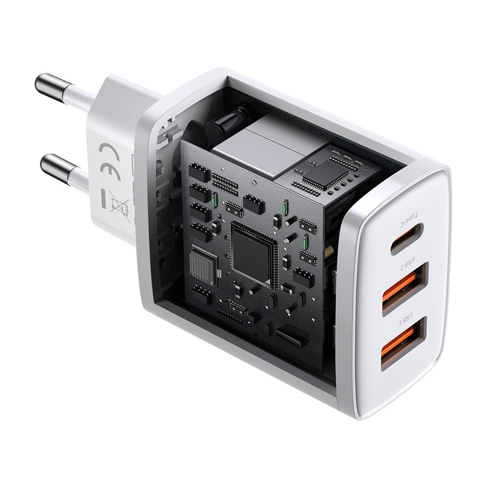 299832_oryg Baseus wall charger Compact PD 30W 1x USB-C 2x USB white