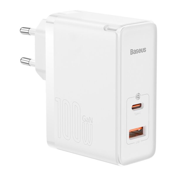 Baseus wall charger GaN5 Pro PD 100W 1x USB-C 1x USB white+ USB-C - USB-C