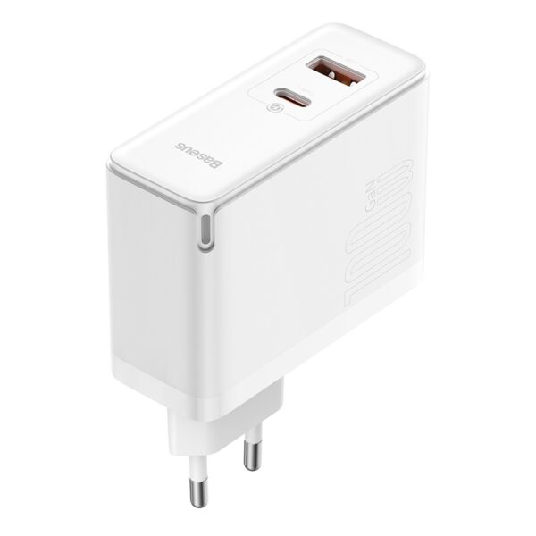 Baseus wall charger GaN5 Pro PD 100W 1x USB-C 1x USB white+ USB-C - USB-C