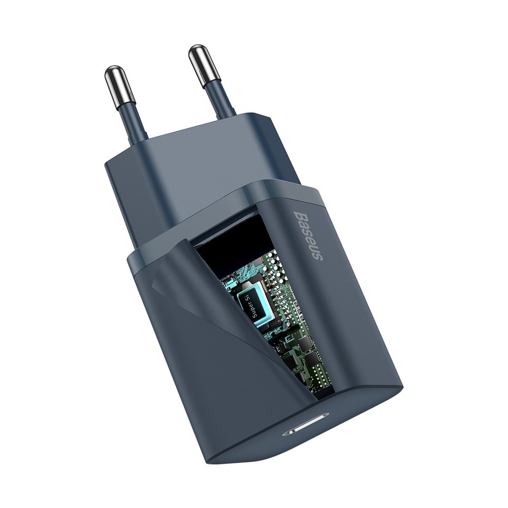 299912_oryg Baseus wall charger Super Si PD 20W 1x USB-C blue + USB-C - Lightning cable
