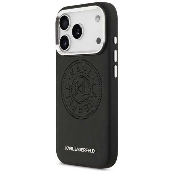 KARL LAGERFELD case for IPHONE 17 Pro Max compatible with MagSafe KLHMP17XPSKRPMK (PU W/ Point & Metal Logo) black