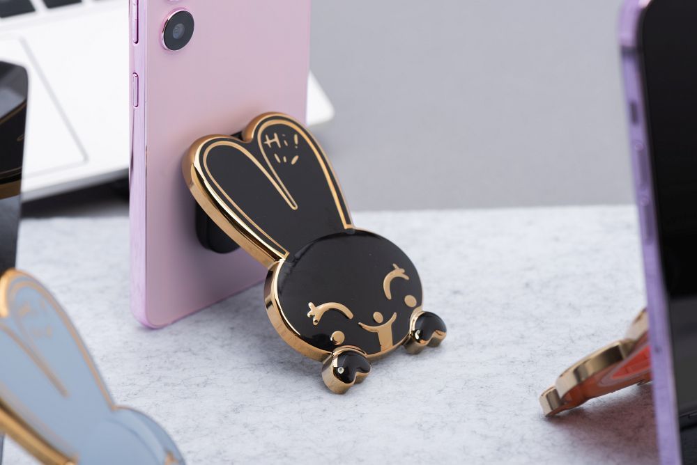 Phone stand RABBIT - stick-on - black