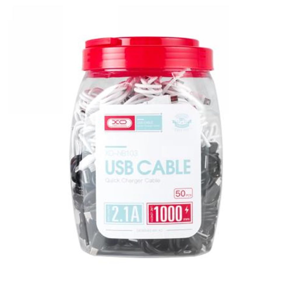 300535_oryg XO cable NB103 USB - Lightning 1,0 m 2,1A black 30pcs / white 20pcs set