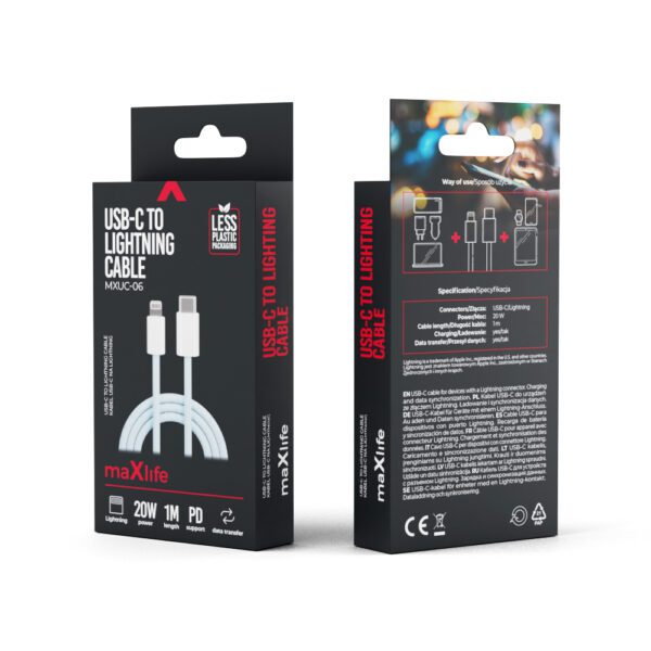 301688_oryg Maxlife MXUC-06 cable USB-C - Lightning 1,0 m 20W blue nylon