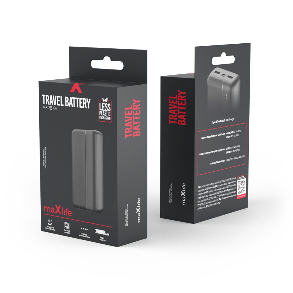 Maxlife power bank MXPB-02 30000 mAh black
