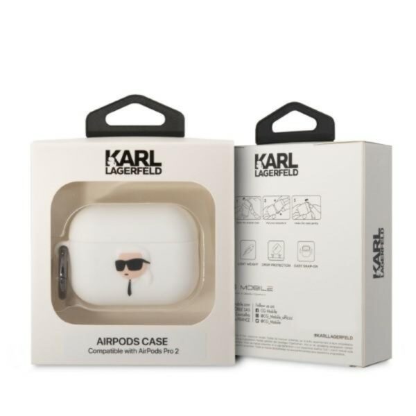 Karl Lagerfeld case for Airpods Pro 2 KLAP2RUNIKH white 3D Silicone NFT Karl