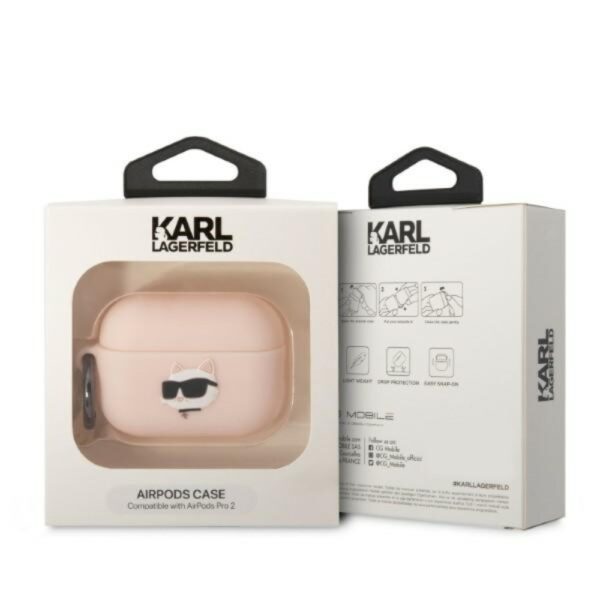 Karl Lagerfeld case for Airpods Pro 2 KLAP2RUNCHP pink 3D Silicone NFT Karl