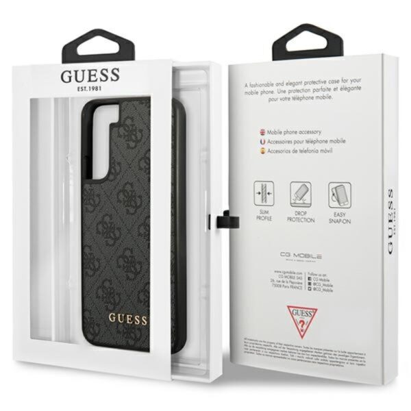 303850_oryg Guess case for Samsung Galaxy S23 GUHCS23SG4GFGR grey hardcase 4G Metal Gold Logo