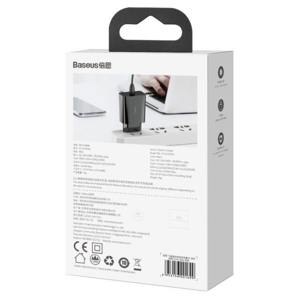 Baseus wall charger Speed Mini PD 20W 1x USB-C black