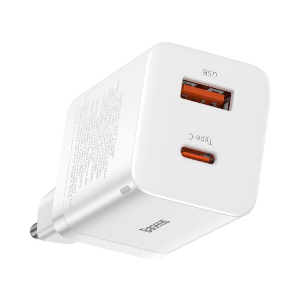 Baseus wall charger Super Si PD 30W 1x USB-C 1x USB white