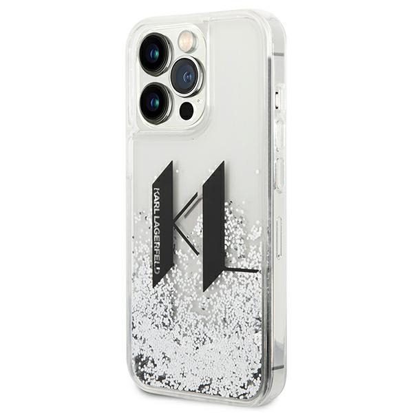 305608_oryg Karl Lagerfeld case for iPhone 14 Pro Max 6,7" KLHCP14XLBKLCS silver Liquid Glitter case Big KL Logo