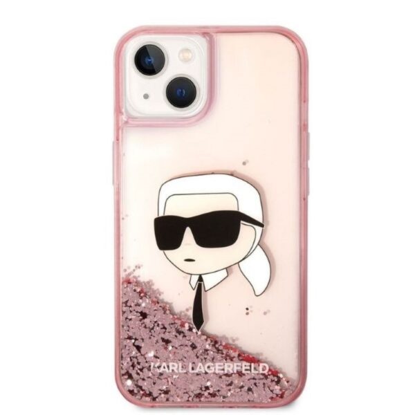 312268_oryg Karl Lagerfeld case for iPhone 14 Pro Max 6,7" KLHCP14XLNCHCP pink hardcase Liquid Glitter NFT Choupette Head