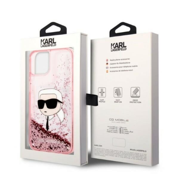 312269_oryg Karl Lagerfeld case for iPhone 14 Pro Max 6,7" KLHCP14XLNCHCP pink hardcase Liquid Glitter NFT Choupette Head