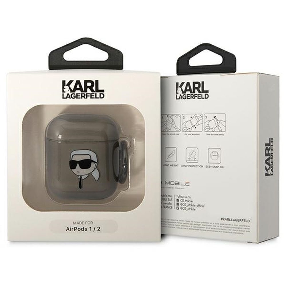 Karl Lagerfeld case for Airpods 1 / 2 KLA2HNIKTCK black Karl`s Head