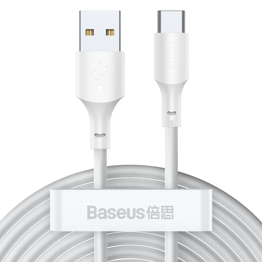 Baseus cable Simple Wisdom USB - USB-C 1,5 m 5A white 2 pcs